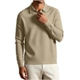 thumbnail image 5 of Kaemgyyd Mens Long Sleeve Shirts V Neck Casual Golf Shirt Fall Fashion Collared Pullover Soft Comfy Clothes（Khaki,3X-Large）, 5 of 7