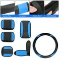 thumbnail image 5 of EEEkit Car Carbon Fiber Accessories Set with Steering Wheel, Gear Shift, Handbrake, Center Console, Seat Belt Cover, Blue, 5 of 6