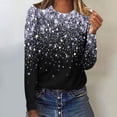 thumbnail image 1 of Jsaierl Hauts à Manches Longues pour Femmes Automne Col Rond T-Shirts Mode Paillettes Graphique Chandail Ample Décontracté Sortie Blouses 2024 Hauts de Fête Brillants, 1 of 4