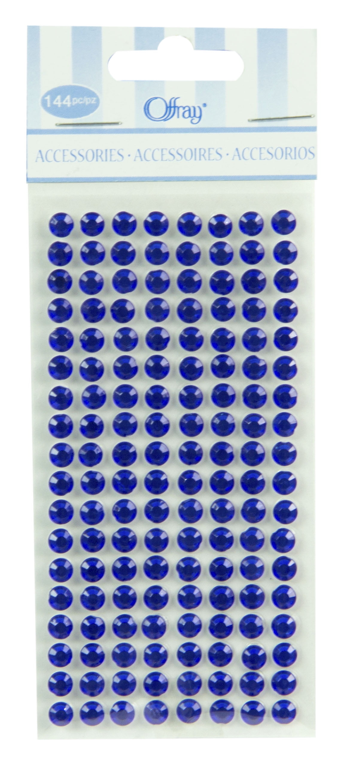 (2 pack) Offray Embellishments, Royal Blue Adhesive Gems, 144 Pieces, Plastic Peel and Stick Gems, 1 Package