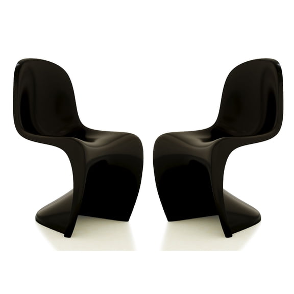 Aron Living Wave Chair in Black (Set of 2)