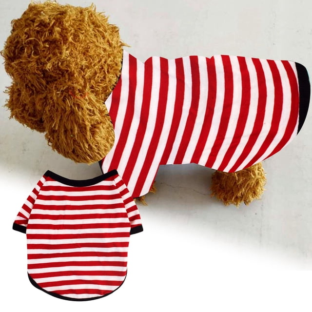 Vêtements pour Animaux de Compagnie T-Shirt à Col Rond Rayé pour Chien T-Shirt Rayé pour Animaux de Compagnie Vêtements pour Animaux de Compagnie Style Coréen Petits Chiens
