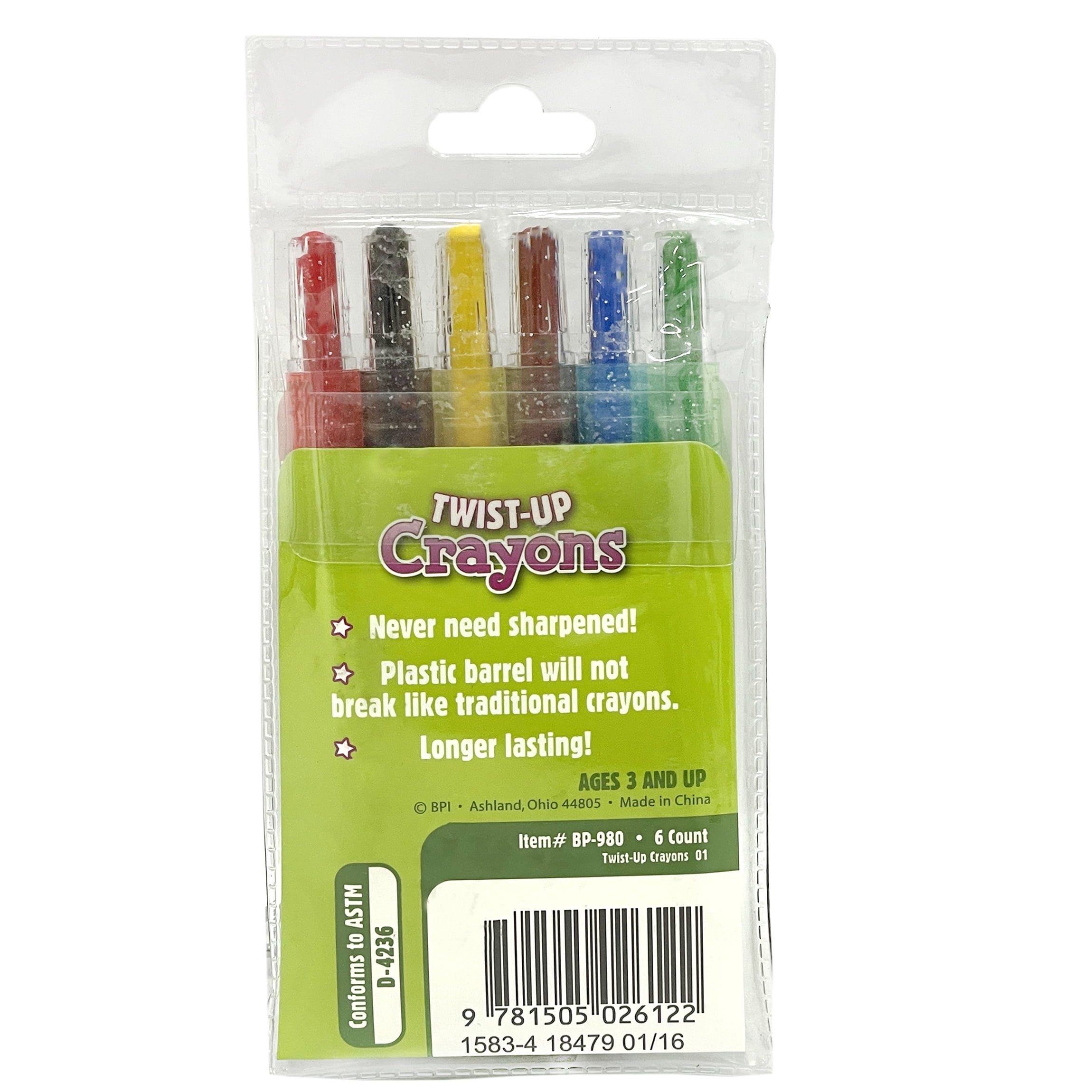 Bendon Twist-Up Crayons 6Pk 6 ct