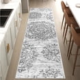 thumbnail image 4 of MeyJey 2'x8' Boho Vintage Runner Rug for Hallways, Non-Slip Machine Washable Area Rug Indoor Carpet Distressed Oriental Floor Rug for Bedroom/Dining/Living/Laundry Room, Light Gray, 4 of 14