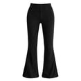 thumbnail image 5 of Women's Casual Flare Pants Ribbed Knit High Waist Dressy Trousers, Elastic Waist Stretchy Soft Pants with Pockets, Business Casual Lounge Work, Long Pants | UKHCCC,Black L, 5 of 8