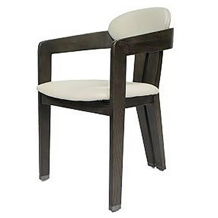 Pemberly Row 18.5 Solid Wood & Leather Upholstered Dining Arm Chair in Beige