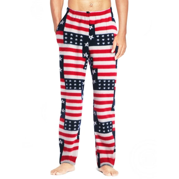 Ma Croix Mens Flag Camo Pattern Fuzzy Pajama Pants Fleece Brushed Sweatpants Sherpa Sleepwear