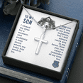 thumbnail image 6 of To My Son I Closed My Eyes Cross Card Necklace w Stainless Steel Pendant, 6 of 13