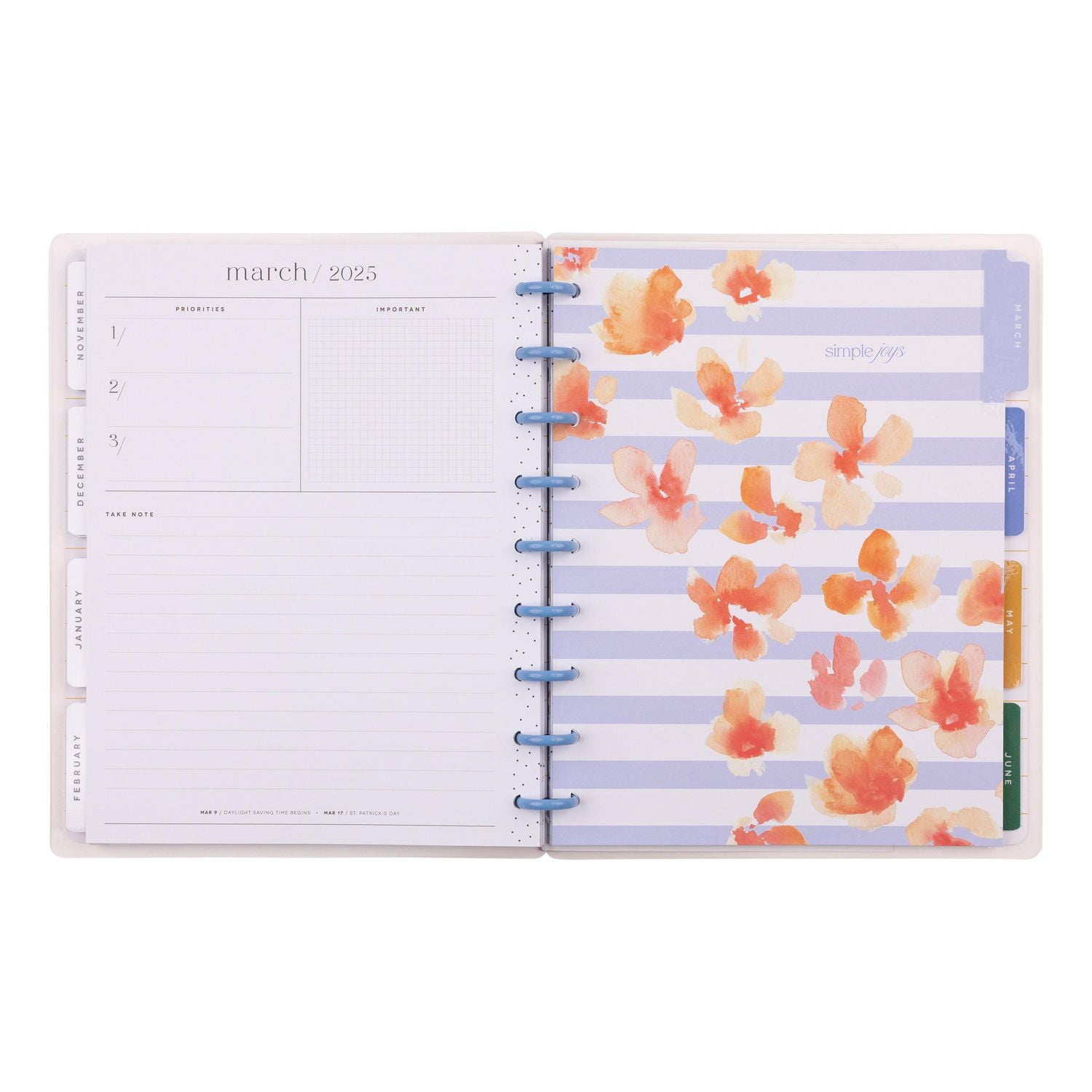 Simply by Happy Planner, Kitchen Flowers Weekly Monthly Planner, Classic 7" x 9.25" Size, July 2024-June 2025