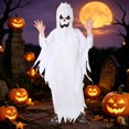 thumbnail image 6 of K-i-ds Halloween Ghost Hooded Long Robe, Lightweight Loose Flowy Ghost Tunic For Trick Or Treat Themed Gatherings, 6 of 8