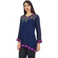 thumbnail image 6 of Phagun Women's Elegant Short Tunic Navy Blue Kurti Chic Casual Georgette Top-14, 6 of 8