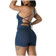 thumbnail image 3 of Olyvenn Women's Stylish Backless Bodycon Denim Shorts Jumpsuit Halter Sleeveless Rompers One Piece Jean Shorts Blue 10, 3 of 8