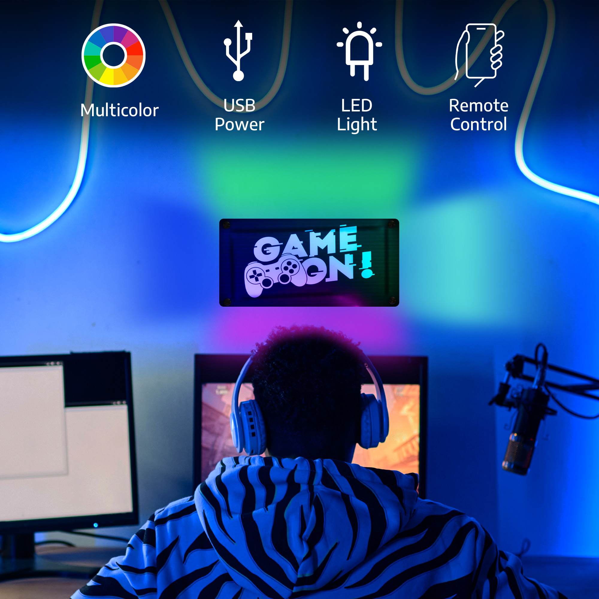 BrightSide "Game On!" RGBIC Wall Mounted Neon Sign photo 3