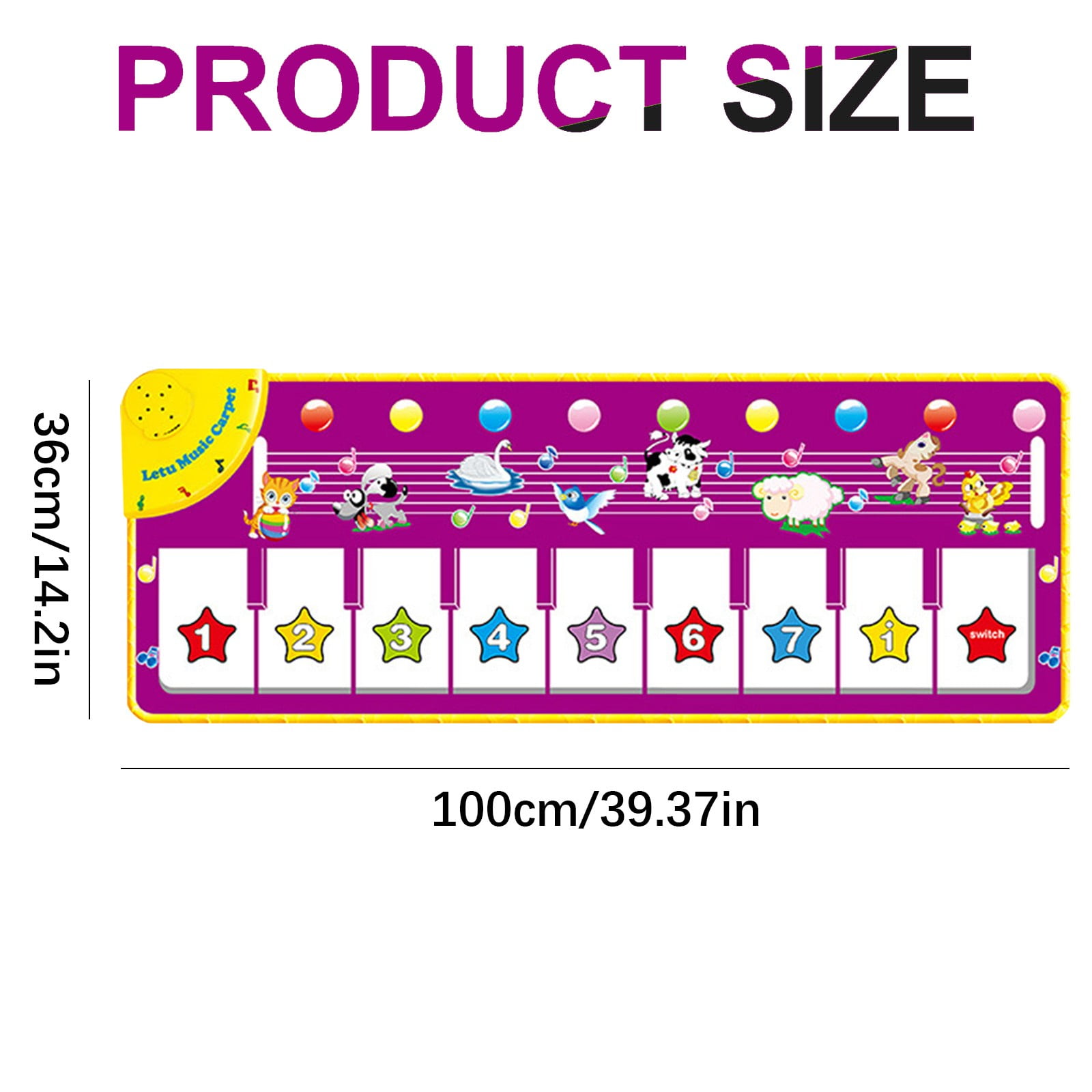 LGHDIWN Kids Musical Piano Mats, Musical Toys Baby Floor Piano Keyboard Mat Carpet Animal Blanket Touch Playmat Early Education Toys for 1 2 3 4 5 6+ Year Girls Boys Toddlers