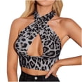 thumbnail image 1 of Sexy Casual Mujer Sin mangas Impreso Camis Cuello halter Tops Señoras Ahueca hacia fuera el chaleco Pompotops lopia997477, 1 of 8
