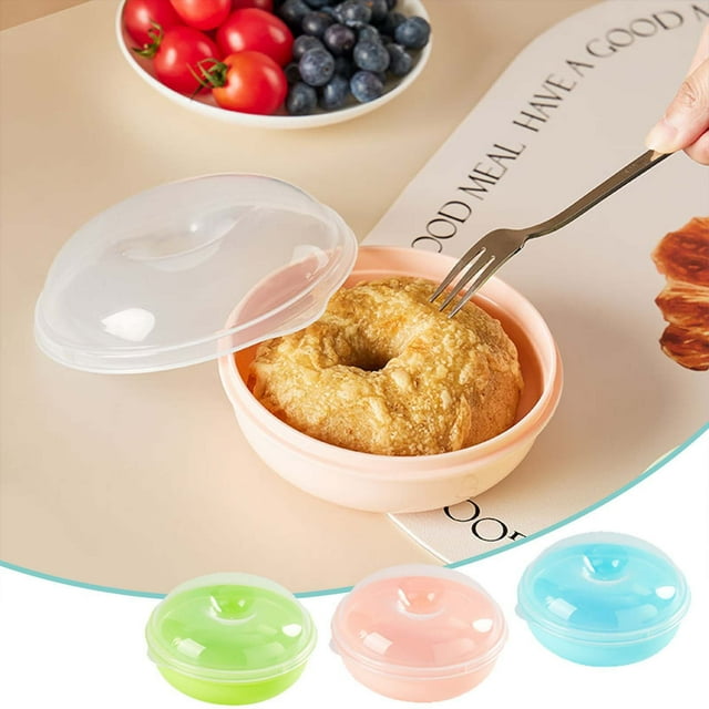 pstuiky Breakfast Bread Storage Box Round Microwave Food Container Portable Fruit Nut Box, Freshness Locking Lid, Bpa-Free & Odorless, 1 Count