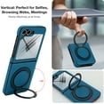 thumbnail image 5 of for Samsung Galaxy Z Flip 5 Magnetic Case with Ring Stand, Rugged Case Support Wireless Charging, Built-in Screen Protector, PU Leather Shockproof Full Body Protective Cover, Blue, 5 of 7