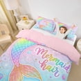 thumbnail image 3 of jejeloiu Rainbow Mermaid Tail Bedding For Girls,Sparkling Print Shell Starfish Duvet Cover Full,Pink Blue,Pink Reversible,3 Pieces,1 Duvet Cover and 2 Pillowcases, 3 of 6