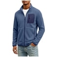 thumbnail image 2 of Men's Winter Warm Casual Jacket with Zipper Pockets Stand Collar Zip Up Golf Jackets Coat Windbreaker, 2 of 5