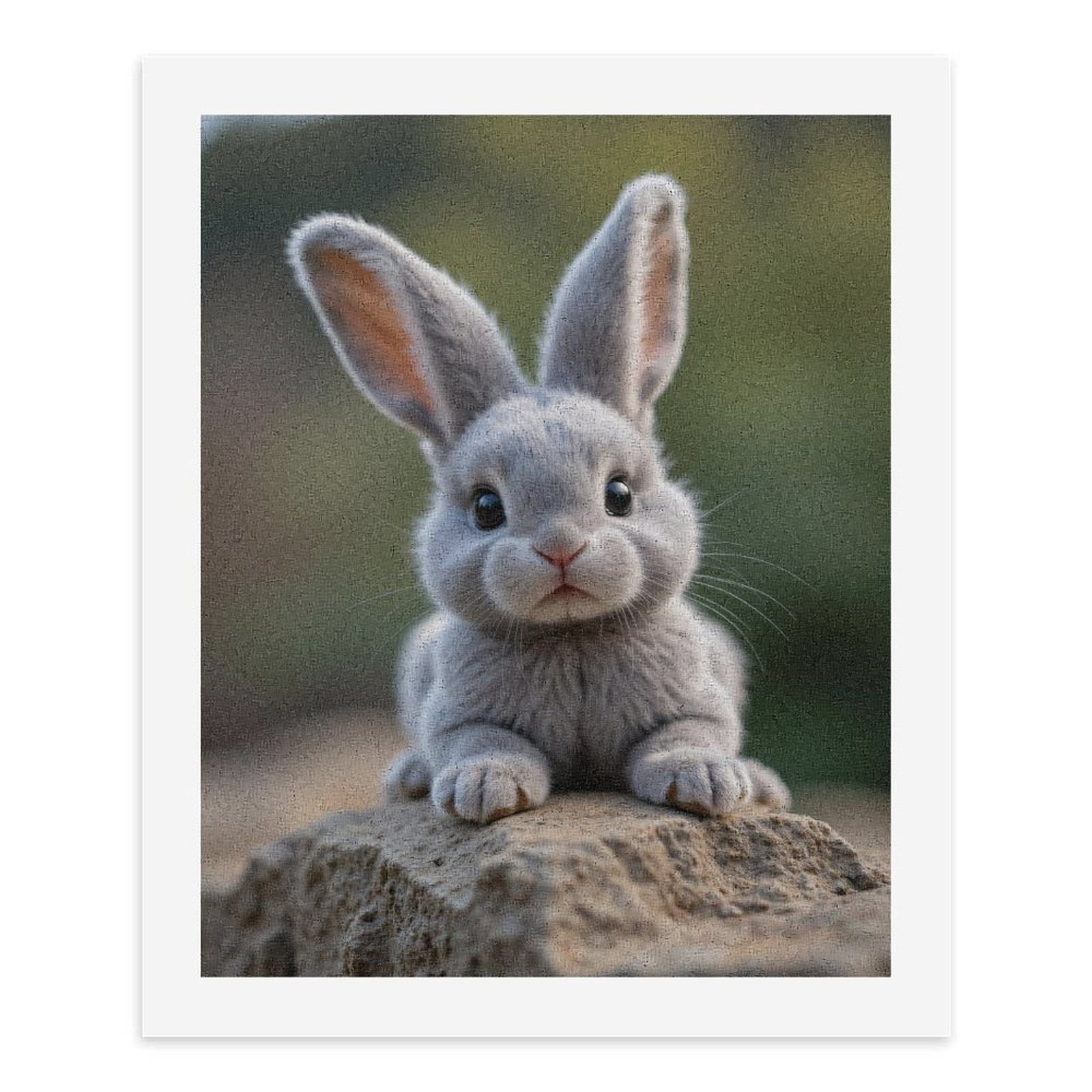 Paint by Numbers Kit for Adults, Cute Gray Bunny On Rock Paint by Numbers, Easy Paint by Numbers Kit for Adults Beginner, DIY Adult Paint by Number Kits on Canvas, 12x16in Home Decor