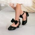 thumbnail image 2 of Girls Dress Shoes for Little Big Kids Crystal Bow Bling Pointy Toe Low Heels Stage Performance Princess Shoes, 2 of 7
