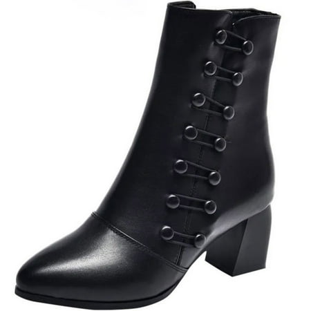 

AnuYalue Boots on Clearance 2024 Ankle Boots for Women Low Heel Western Booties Side Zipper Booties Trendy Pointed Toe Chunky Block Heels Dress Short Boots For Ladies