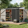 thumbnail image 1 of DEXTRUS 7x4 Pi Extérieur en Métal Shed avec 3 Portes Verrouillables, Évent et Toit en Pente, Rangement de Jardin et Mobilier de Patio Résistants aux Intempéries, Gris, 1 of 8