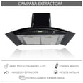 thumbnail image 2 of Campana extractora touch SUPRA para pared de acero inoxidable negro y cristal curvo Con control remoto, 2 of 6