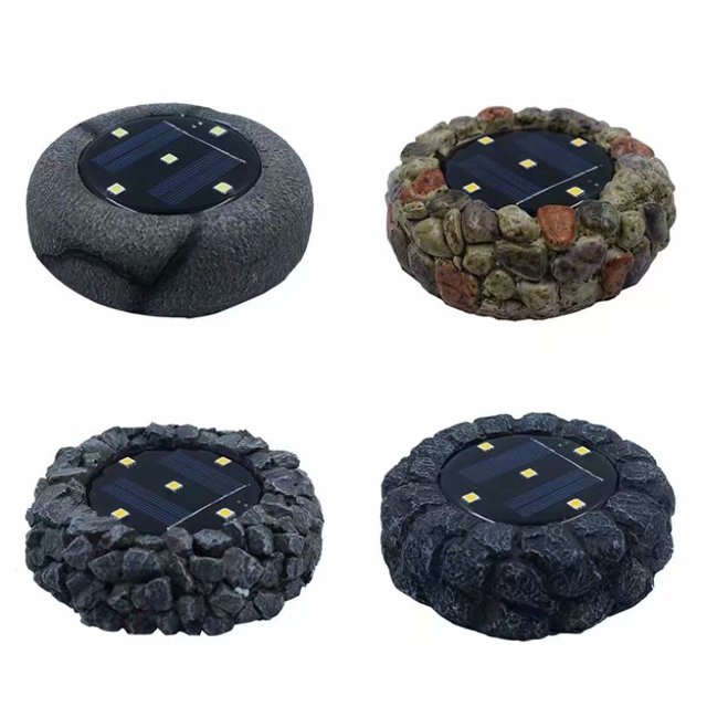 2 piezas de luces solares lámparas de piedra enterradas 5LED luces enterradas de resina patio exterior luces de césped enterradas luces de piedra de simulación (arrecife == LingWen 8390612114489