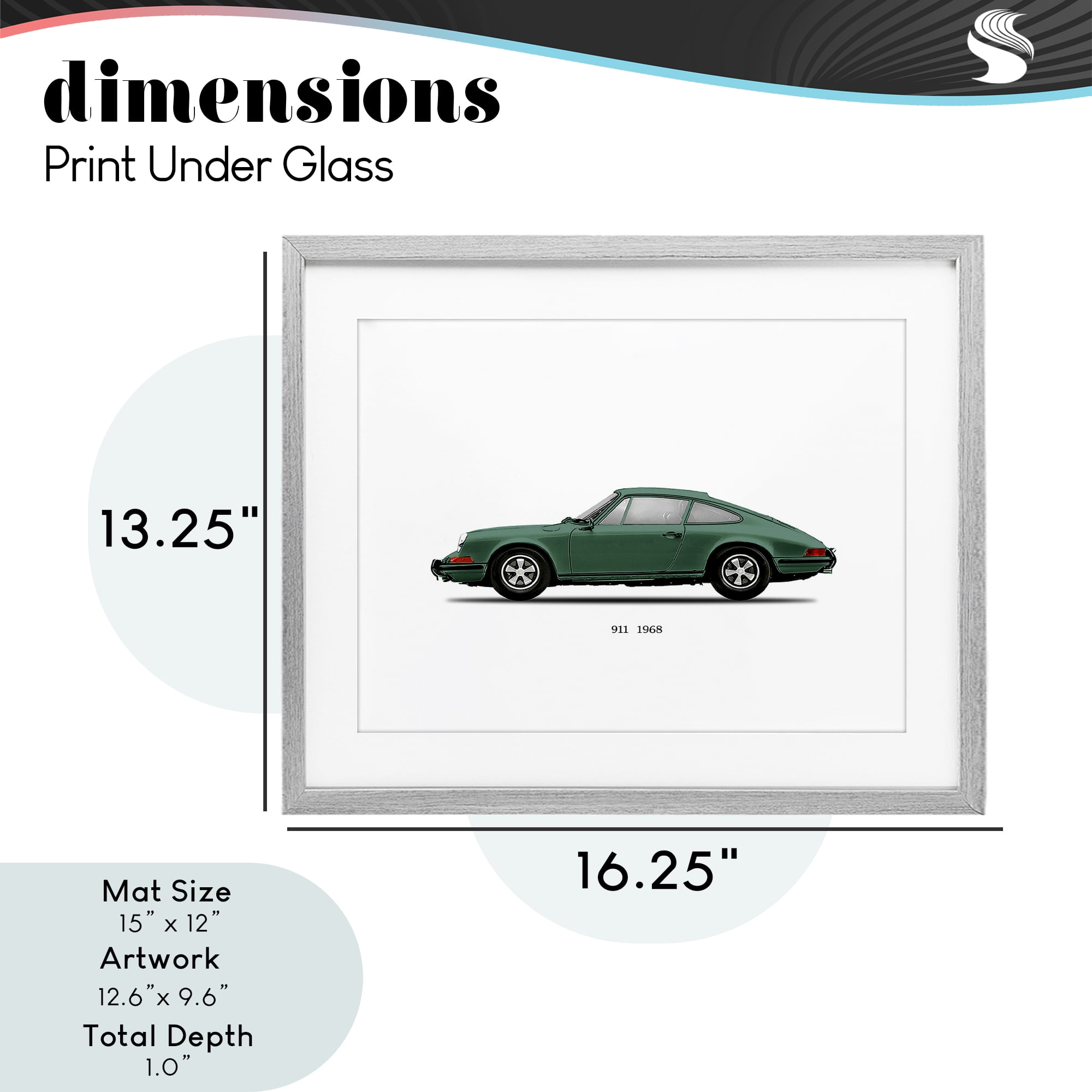 Stupell Industries Green Vintage Car Model Gray Framed Print Under Glass, design by Mark Rogan