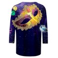 thumbnail image 4 of Jsaierl Mardi Gras Shirts for Women Carnival Outfit Mask Graphic Tee Plus Size Tunic 3/4 Sleeve Parade Blouse Gifts, 4 of 5