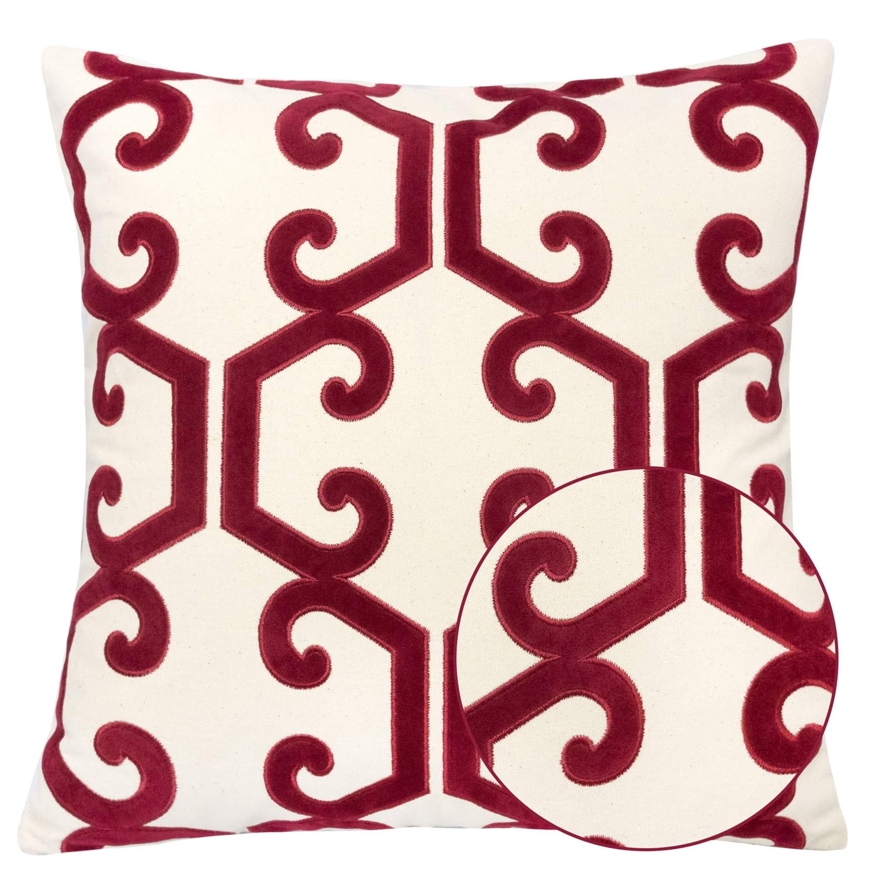 Tracina Red Geometric Polyester 20 in. x 20 in. Throw Pillow