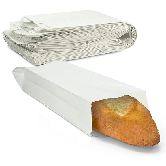 MT Products White Paper Bread Bags 5.25" x 3.25" x 18" Fold Top - Pack of 50
