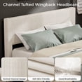 thumbnail image 4 of Bingirl King-Size Beige Corduroy Upholstered Bed Frame with Tufted Wingback Headboard, 4 Storage Drawers and Wooden Slats Support, No Box Spring Required, 4 of 8