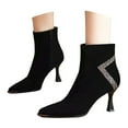 thumbnail image 4 of Women's British Fashionable Rhinestone Suede High Heeled Fashion Boots, 4 of 8