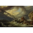 thumbnail image 2 of Philippe-Jacques de Loutherbourg 18x13 Black Ornate Wood Framed Double Matted Museum Art Print Titled - A Shipwreck off a Rocky Coast (1760s), 2 of 5