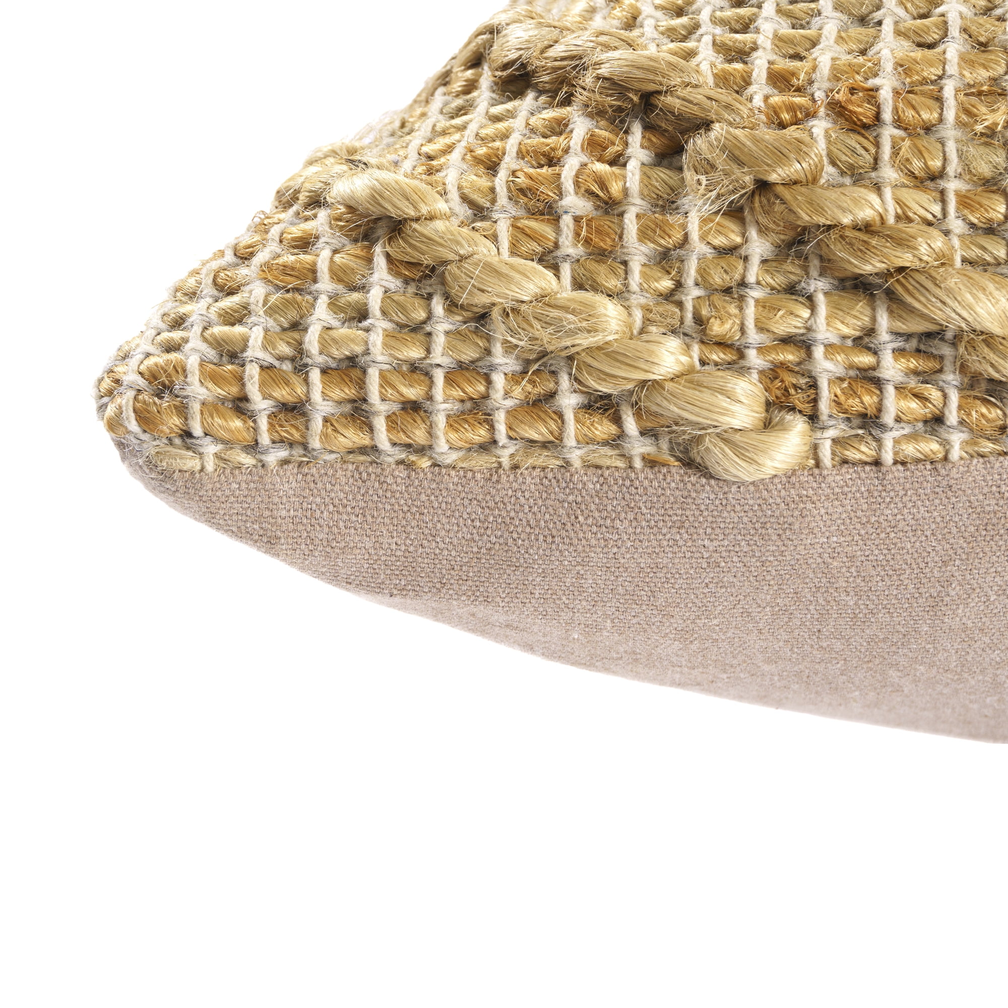 Ox Bay Nel 22" x 22" Tan Striped Geometric Jute Adult Decorative Throw Pillow