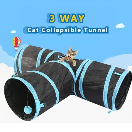 Cat Tunnel 3 Way Pet Play Tunnel Collapsible Tunnel Toy for Cats Dogs Rabbits (Best Way To Pet A Cat)
