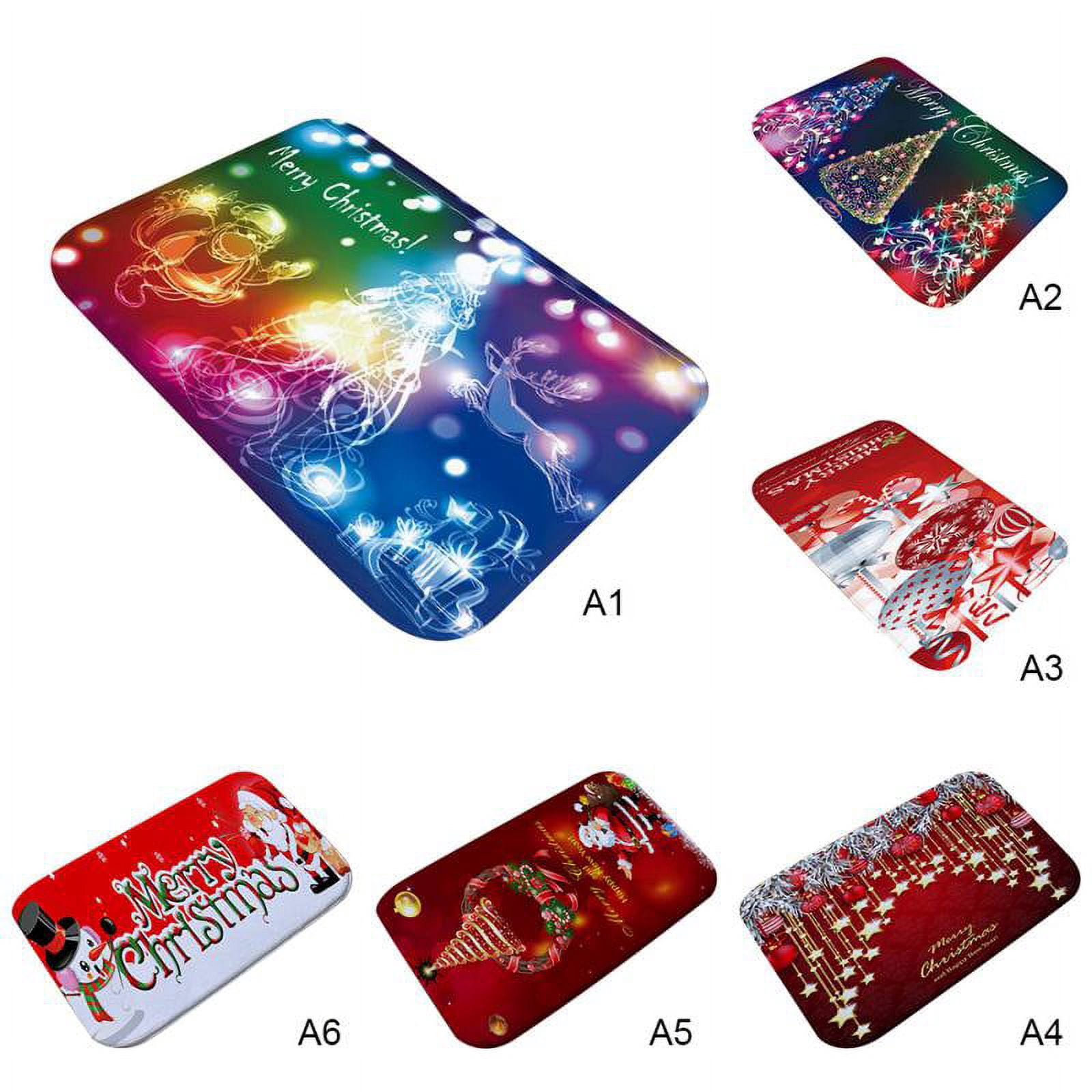 Christmas Mats and Rugs Flannel Fabric Non Slip Rubber Backing Absorbent Bath Rug Home Kitchen Floor Mat