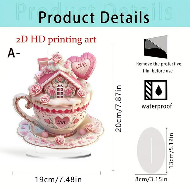 Valentine's Day Cupcake Desktop Decoration Heart-Shaped Acrylic Centerpiece For Tabletop Display