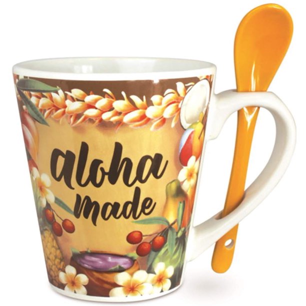 Island Heritage Hawaii Style Coffee Mug with Spoon Aloha Made