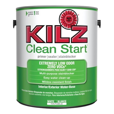 Kilz Primer Sealer Water Based Indoor, Outdoor White 1 Gl 0 Voc 1 Hr Case of 4