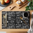 thumbnail image 2 of Black Coffee Placemats Set of 4, Farmhouses Modern Simple Cup Plants Placemats for Dining Table, Place Mats for Kitchen Tabletop, Waterproof Wipeable Dining Table Mats Set, 2 of 9