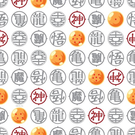 Dragon Ball Z Symbols White Peel and Stick Wallpaper