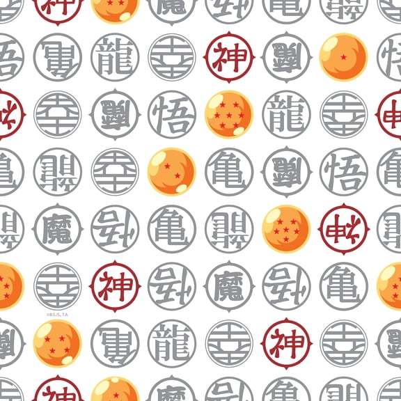 Dragon Ball Z Symbols White Peel and Stick Wallpaper