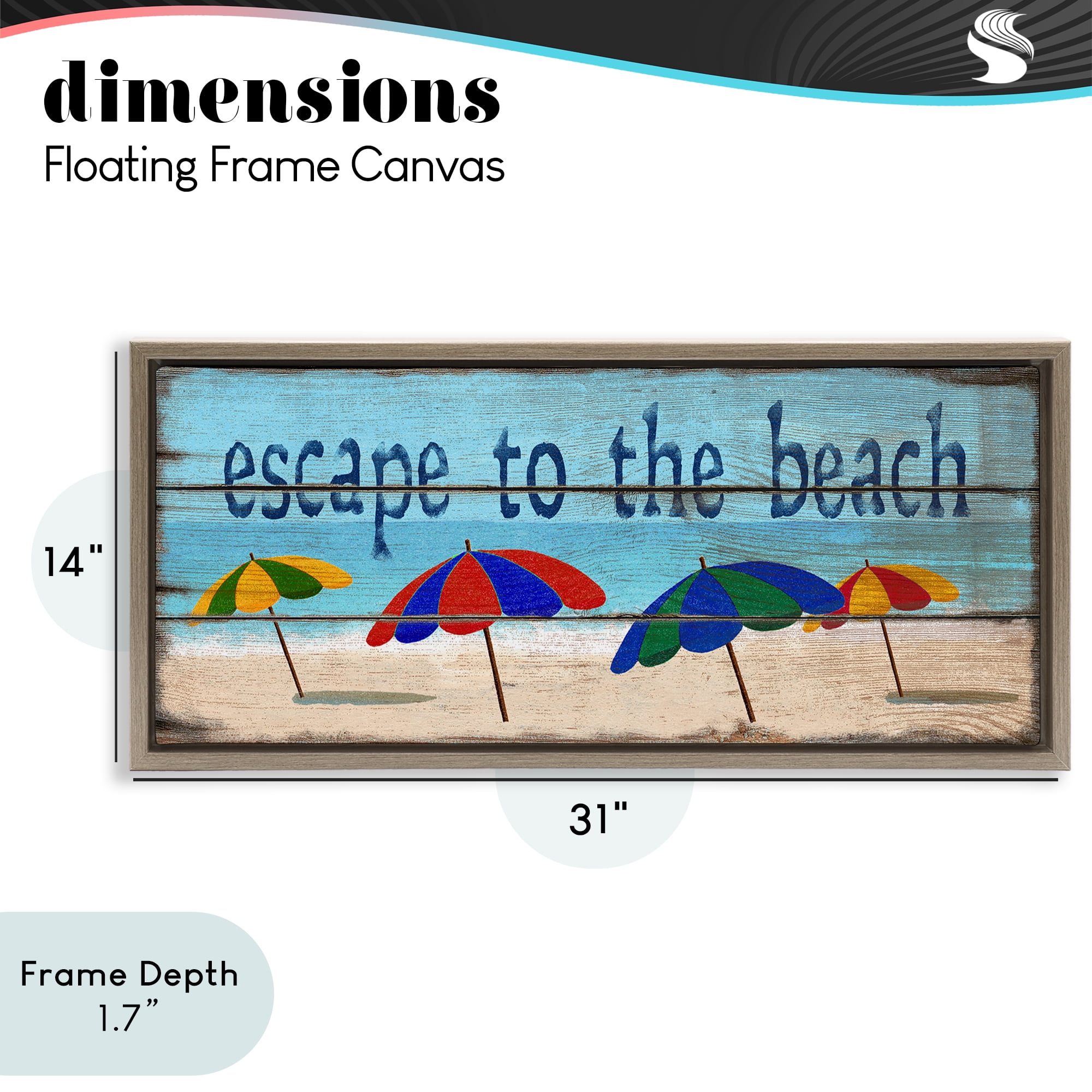 Stupell Industries Beach Escape Umbrellas Brown Framed Floater Canvas Wall Art, design by Gail Fraser