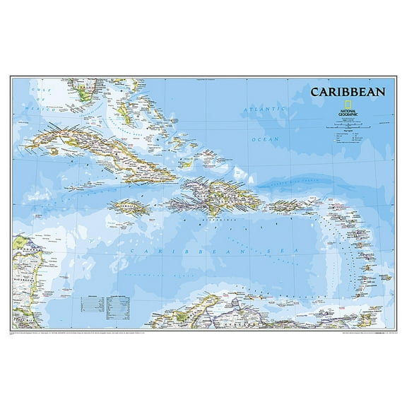 National Geographic Reference Map National Geographic Caribbean Wall Map - Classic (Poster Size: 36 X 24 In), (Paperback)
