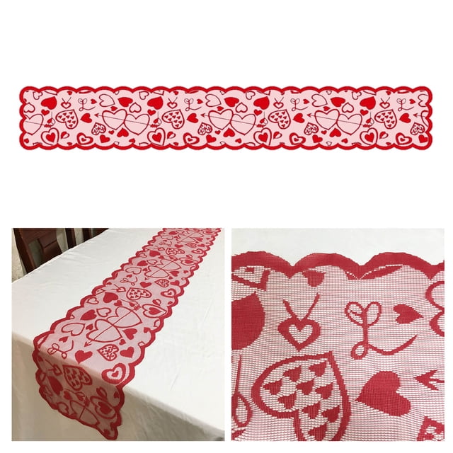 Clearance,olkpmnmk BuleStore Valentine's Day Table Flag Decoration Red Knitted Love Table Flag,Home Decor,Table Runner