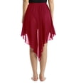 thumbnail image 4 of Yartina Women's Ladies Sheer Chiffon Ballet Dance Skirt Asymmetrical High-Low Split Skirt Dancewear Wine_Red One_Size, 4 of 6