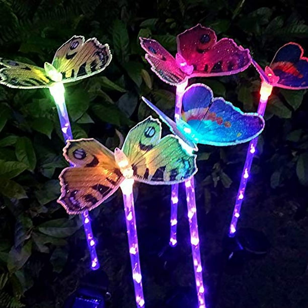 Lampes solaires de jardin d'extérieur – Lot de 3 lampes solaires à piquet  LED multicolores changeantes, lumières décoratives pour chemin, cour,  pelouse, terrasse (lampe solaire de jardin papillon) 